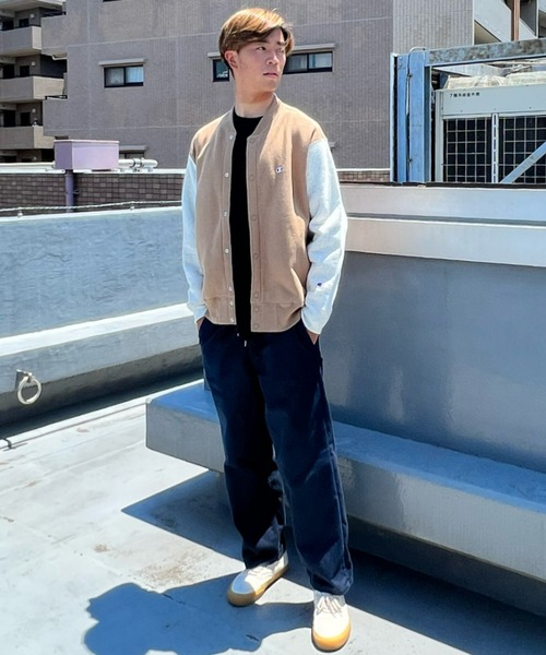 Champion(チャンピオン)の「CHAMPION/チャンピオン リバースウィーブ スウェットブルゾン バイカラー/ワンポイント Vネックトレーナー C3-W013(スウェット・メンズ・ブルー/グレー/ブラウン/カーキ・M/XL/L)」の11枚目の写真