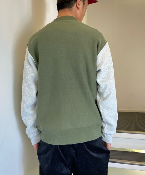 Champion(チャンピオン)の「CHAMPION/チャンピオン リバースウィーブ スウェットブルゾン バイカラー/ワンポイント Vネックトレーナー C3-W013(スウェット・メンズ・ブルー/グレー/ブラウン/カーキ・M/XL/L)」の13枚目の写真