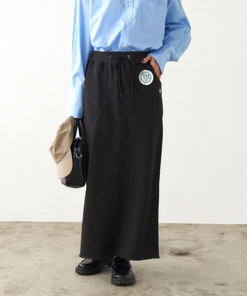 DISCUS ATHLETIC（ディスカス　アスレチック）の「DISCUS ATHLETIC/ディスカス アスレチック USAコットン裏毛バックスリットタイトロングスカート（スカート・レディース・パープル/ブラック/グレー・M/L）」の4枚目の写真