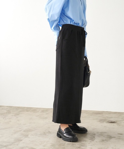 DISCUS ATHLETIC（ディスカス　アスレチック）の「DISCUS ATHLETIC/ディスカス アスレチック USAコットン裏毛バックスリットタイトロングスカート（スカート・レディース・パープル/ブラック/グレー・M/L）」の5枚目の写真