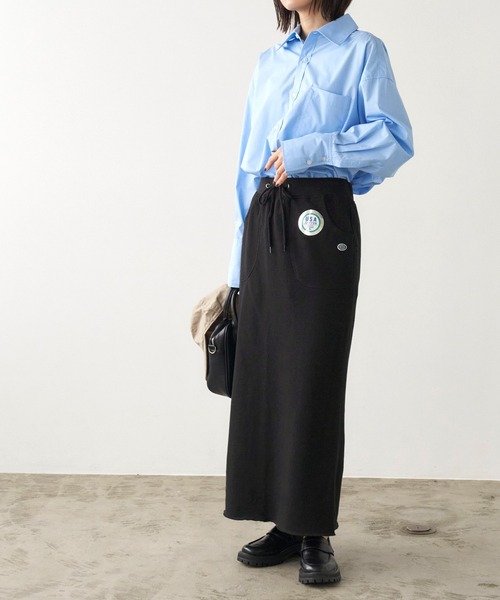 DISCUS ATHLETIC（ディスカス　アスレチック）の「DISCUS ATHLETIC/ディスカス アスレチック USAコットン裏毛バックスリットタイトロングスカート（スカート・レディース・パープル/ブラック/グレー・M/L）」の7枚目の写真