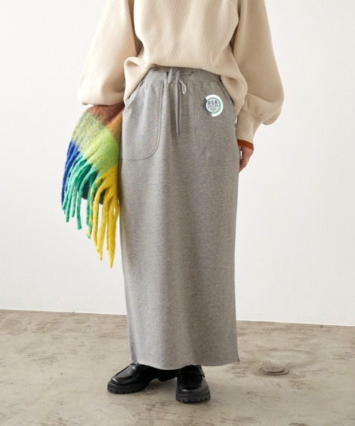 DISCUS ATHLETIC（ディスカス　アスレチック）の「DISCUS ATHLETIC/ディスカス アスレチック USAコットン裏毛バックスリットタイトロングスカート（スカート・レディース・パープル/ブラック/グレー・M/L）」の12枚目の写真