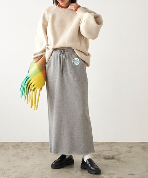 DISCUS ATHLETIC（ディスカス　アスレチック）の「DISCUS ATHLETIC/ディスカス アスレチック USAコットン裏毛バックスリットタイトロングスカート（スカート・レディース・パープル/ブラック/グレー・M/L）」の16枚目の写真