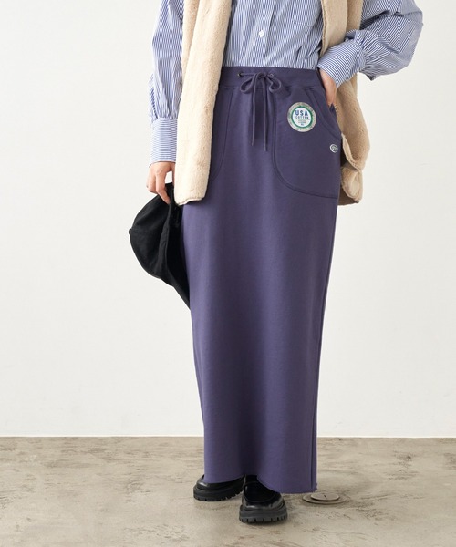 DISCUS ATHLETIC（ディスカス　アスレチック）の「DISCUS ATHLETIC/ディスカス アスレチック USAコットン裏毛バックスリットタイトロングスカート（スカート・レディース・パープル/ブラック/グレー・M/L）」の20枚目の写真