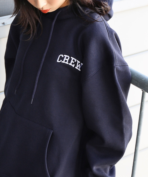 ZIP FIVE(ジップファイブ)の「【ZIP FIVE】【CREW】11o.z ロゴ刺繍オーバーサイズパーカー(パーカー・レディース・ブラック/ダークグリーン/ネイビー/アイボリー/杢グレー・MEDIUM/LARGE/X-LARGE)」の5枚目の写真
