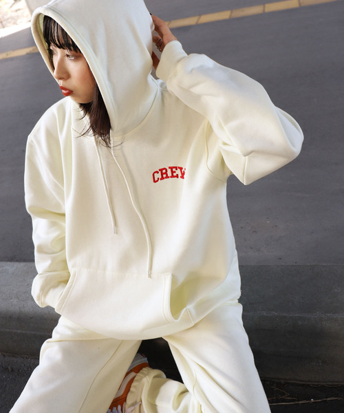 ZIP FIVE(ジップファイブ)の「【ZIP FIVE】【CREW】11o.z ロゴ刺繍オーバーサイズパーカー(パーカー・レディース・ブラック/ダークグリーン/ネイビー/アイボリー/杢グレー・MEDIUM/LARGE/X-LARGE)」の1枚目の写真