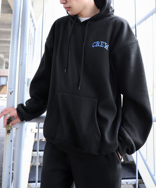 ZIP FIVE(ジップファイブ)の「【ZIP FIVE】【CREW】11o.z ロゴ刺繍オーバーサイズパーカー(パーカー・レディース・ブラック/ダークグリーン/ネイビー/アイボリー/杢グレー・MEDIUM/LARGE/X-LARGE)」の2枚目の写真