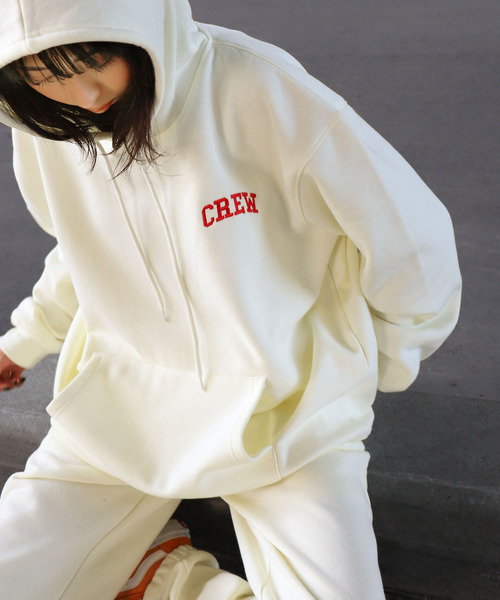 ZIP FIVE(ジップファイブ)の「【ZIP FIVE】【CREW】11o.z ロゴ刺繍オーバーサイズパーカー(パーカー・レディース・ブラック/ダークグリーン/ネイビー/アイボリー/杢グレー・MEDIUM/LARGE/X-LARGE)」の12枚目の写真