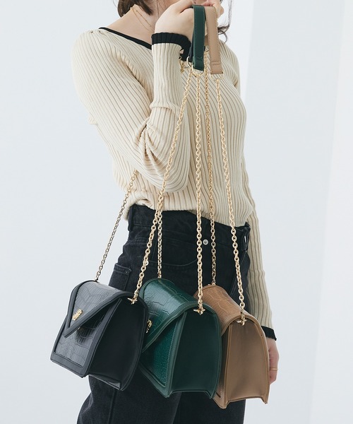 ROYAL PARTY(ロイヤルパーティー)の「ROYAL PARTY (ロイヤルパーティー) ショルダーバッグ クロコ RPT-B073(ショルダーバッグ・レディース・ブラック/ベージュ/グリーン・FREE)」の11枚目の写真