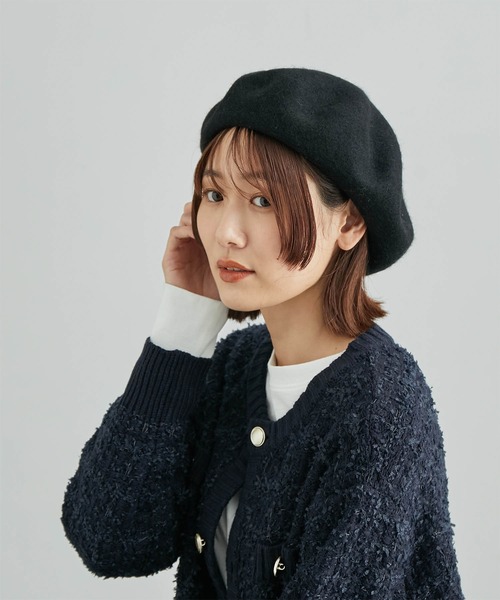 ROPE' PICNIC(ロペピクニック)の「ウールフェルトベレー(ハンチング/ベレー帽・レディース・ブラック/チャコールグレー/ベージュ/グリーン系その他・FREE)」の2枚目の写真