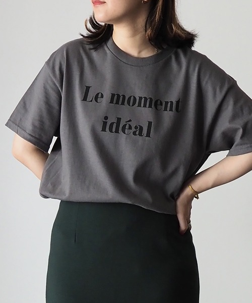 Riberry（リベリー）の「【GILDAN】Le moment ideal プリントTシャツ（Tシャツ/カットソー・レディース・オフホワイト/チャコールグレー/カーキ/ブルー/サックスブルー・MEDIUM）」の7枚目の写真