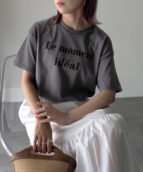 Riberry（リベリー）の「【GILDAN】Le moment ideal プリントTシャツ（Tシャツ/カットソー・レディース・オフホワイト/チャコールグレー/カーキ/ブルー/サックスブルー・MEDIUM）」の13枚目の写真