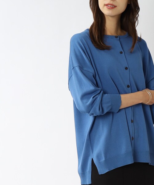 DRESKIP（ドレスキップ）の「◆クルーネックゆるカーディガン（カーディガン/ボレロ・レディース・ベージュ/ブルー/ブラック/パープル系4・00）」の4枚目の写真