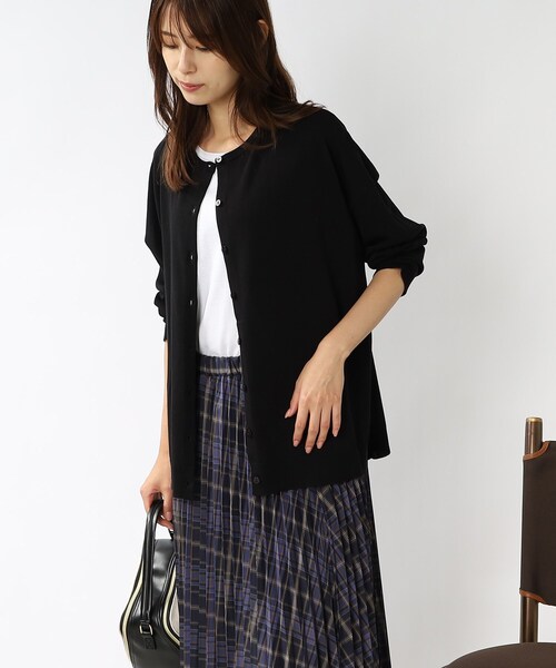 DRESKIP（ドレスキップ）の「◆クルーネックゆるカーディガン（カーディガン/ボレロ・レディース・ベージュ/ブルー/ブラック/パープル系4・00）」の7枚目の写真