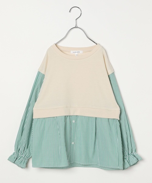 GLOBAL WORK（グローバルワーク）の「オシャラク布帛ドッキング/157691（その他トップス・キッズ・その他/オフホワイト/ブラック・140cm/100cm/130cm/150cm/110cm/160cm/120cm）」の2枚目の写真