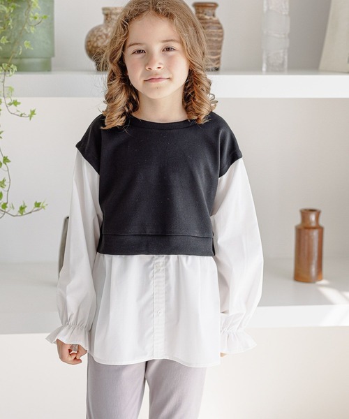 GLOBAL WORK（グローバルワーク）の「オシャラク布帛ドッキング/157691（その他トップス・キッズ・その他/オフホワイト/ブラック・140cm/100cm/130cm/150cm/110cm/160cm/120cm）」の18枚目の写真