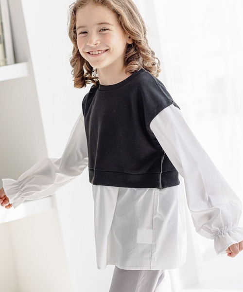 GLOBAL WORK（グローバルワーク）の「オシャラク布帛ドッキング/157691（その他トップス・キッズ・その他/オフホワイト/ブラック・140cm/100cm/130cm/150cm/110cm/160cm/120cm）」の19枚目の写真