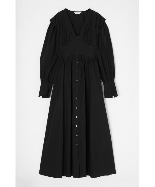 MOUSSY（マウジー）の「POWER SHOULDER LONG ドレス（ワンピース・レディース・ダークグリーン/オフホワイト/ブラック・1/2）」の7枚目の写真