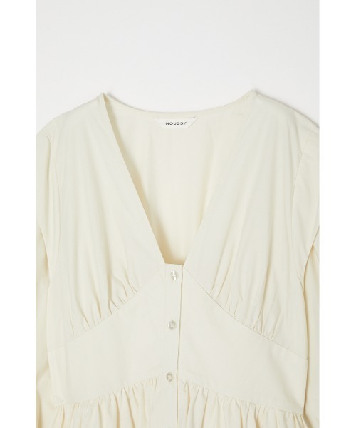 MOUSSY（マウジー）の「POWER SHOULDER LONG ドレス（ワンピース・レディース・ダークグリーン/オフホワイト/ブラック・1/2）」の10枚目の写真