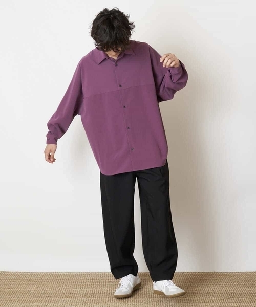 a.v.v（アーヴェヴェ）の「ワンサイズフィットドルマンスリーブシャツ（シャツ/ブラウス・メンズ・モカ/グリーン/パープル/ライトブルー・53）」の12枚目の写真