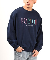 コットン裏毛レトロロゴ刺繍トレーナー