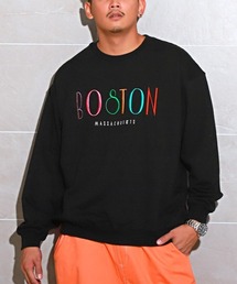 コットン裏毛レトロロゴ刺繍トレーナー