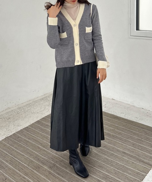 Lamoa（ラモア）の「Lamoa/フェイクレザー フレアスカート（スカート・レディース・ブラック/ブラウン/ベージュ・FREE）」の5枚目の写真