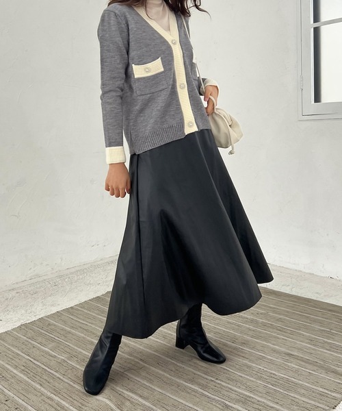 Lamoa（ラモア）の「Lamoa/フェイクレザー フレアスカート（スカート・レディース・ブラック/ブラウン/ベージュ・FREE）」の14枚目の写真