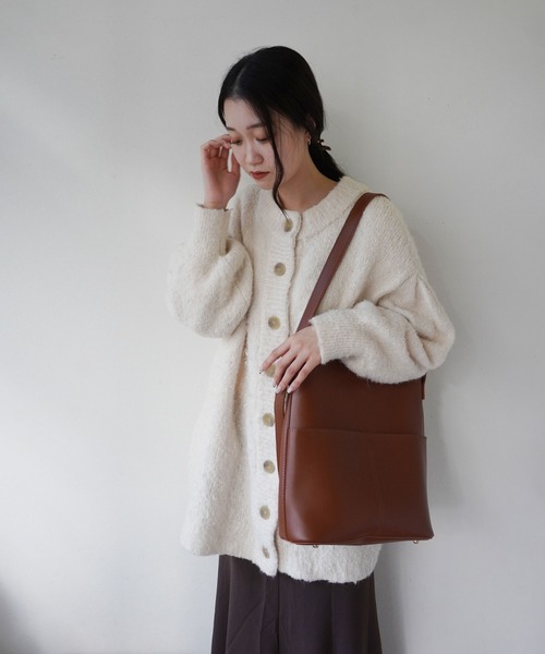 Jelly moo(ジェリームー)の「【 Jelly moo / ジェリームー 】 合皮 フロントポケット ショルダーバッグ #(トートバッグ・レディース・ブラック/ダークブラウン/ライトブラウン/キャメル・FREE/SMALL)」の9枚目の写真