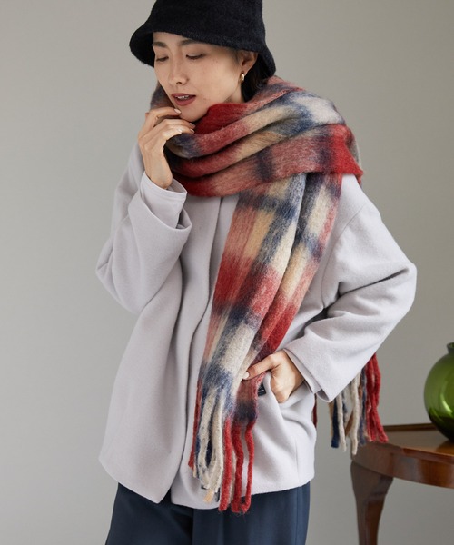 KATHARINE ROSS（キャサリンロス）の「【KATHARINE ROSS】シャギーチェックストール（ストール/ショール・レディース・レッド/イエロー・MEDIUM）」の10枚目の写真
