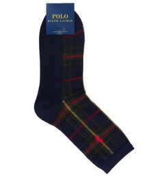 POLO RALPH LAUREN | POLO RALPH LAUREN レディース ラム毛混 ワンポイント ブラックウォッチ柄 クルーソックス 03208495(ソックス/靴下)