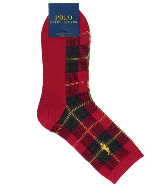 POLO RALPH LAUREN（ポロ ラルフ ローレン）の「POLO RALPH LAUREN レディース ラム毛混 ワンポイント ブラックウォッチ柄 クルーソックス 03208495（ソックス/靴下・レディース・ベージュ/レッド/ネイビー/ホワイト・23-24cm）」の5枚目の写真
