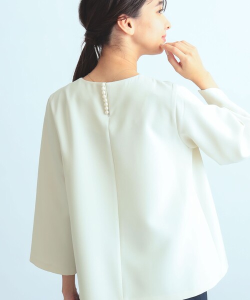 B:MING by BEAMS（ビーミングバイビームス）の「B:MING by BEAMS / バック パール プルオーバーブラウス（シャツ/ブラウス・レディース・ネイビー/オフホワイト/ホワイト系その他5・SMALL/LARGE/MEDIUM）」の9枚目の写真