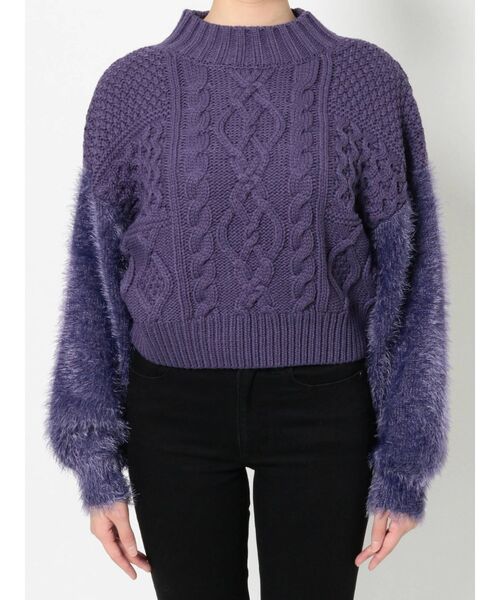 MURUA（ムルーア）の「MIXヤーンショートニット（ニット/セーター・レディース・パープル/ブラック/グレー・FREE）」の13枚目の写真