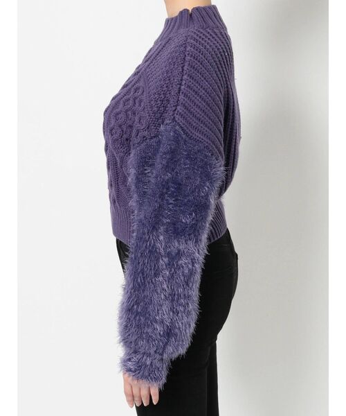 MURUA（ムルーア）の「MIXヤーンショートニット（ニット/セーター・レディース・パープル/ブラック/グレー・FREE）」の14枚目の写真