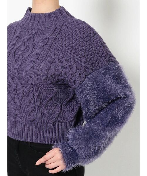 MURUA（ムルーア）の「MIXヤーンショートニット（ニット/セーター・レディース・パープル/ブラック/グレー・FREE）」の17枚目の写真