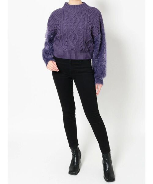 MURUA（ムルーア）の「MIXヤーンショートニット（ニット/セーター・レディース・パープル/ブラック/グレー・FREE）」の19枚目の写真