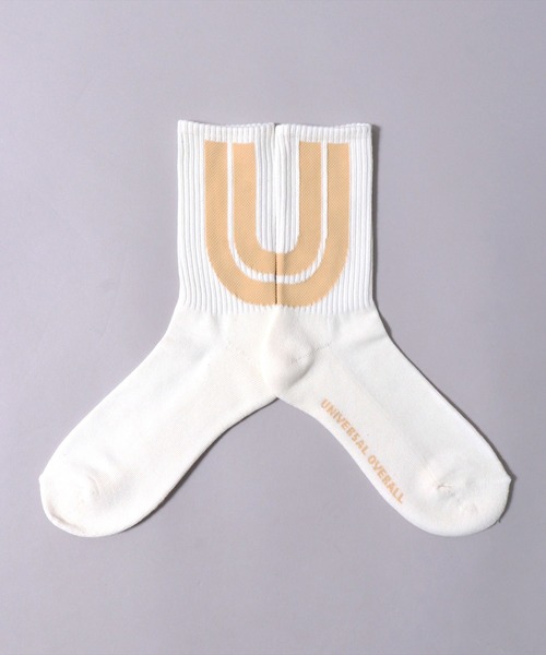 UNIVERSAL OVERALL(ユニバーサルオーバーオール)の「(LG)【UNIVERSAL OVERALL】【3足セット】ビッグ ロゴ クルー ソックス(ソックス/靴下・メンズ・その他/ホワイト系その他/ホワイト系・25-27CM/23-25cm)」の10枚目の写真