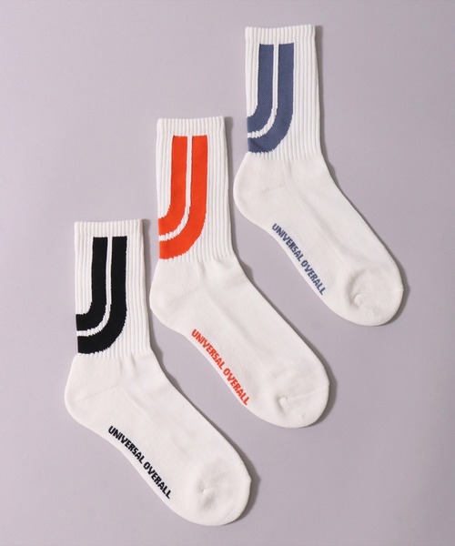 UNIVERSAL OVERALL(ユニバーサルオーバーオール)の「(LG)【UNIVERSAL OVERALL】【3足セット】ビッグ ロゴ クルー ソックス(ソックス/靴下・メンズ・その他/ホワイト系その他/ホワイト系・25-27CM/23-25cm)」の18枚目の写真