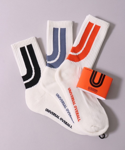UNIVERSAL OVERALL(ユニバーサルオーバーオール)の「(LG)【UNIVERSAL OVERALL】【3足セット】ビッグ ロゴ クルー ソックス(ソックス/靴下・メンズ・その他/ホワイト系その他/ホワイト系・25-27CM/23-25cm)」の19枚目の写真