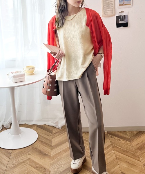 Java(ジャバ)の「《JaVa ジャバコラボ》大人仕様。ぽこぽこ素材のオーバーTee(Tシャツ/カットソー・レディース・グレイッシュベージュ/ブラック/アイボリー/グリーン系その他/イエロー・MEDIUM/X-LARGE/SMALL/LARGE)」の9枚目の写真