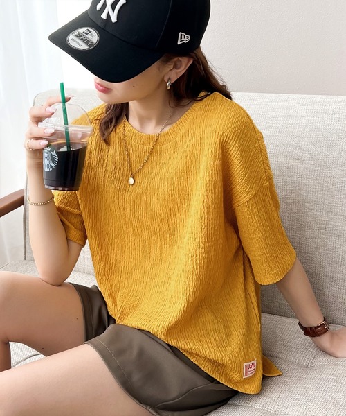 Java(ジャバ)の「《JaVa ジャバコラボ》大人仕様。ぽこぽこ素材のオーバーTee(Tシャツ/カットソー・レディース・グレイッシュベージュ/ブラック/アイボリー/グリーン系その他/イエロー・MEDIUM/X-LARGE/SMALL/LARGE)」の17枚目の写真