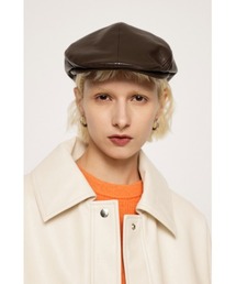 F/LEATHER HUNTING CAP フェイクレザー ハンティングキャップ ハンチング
