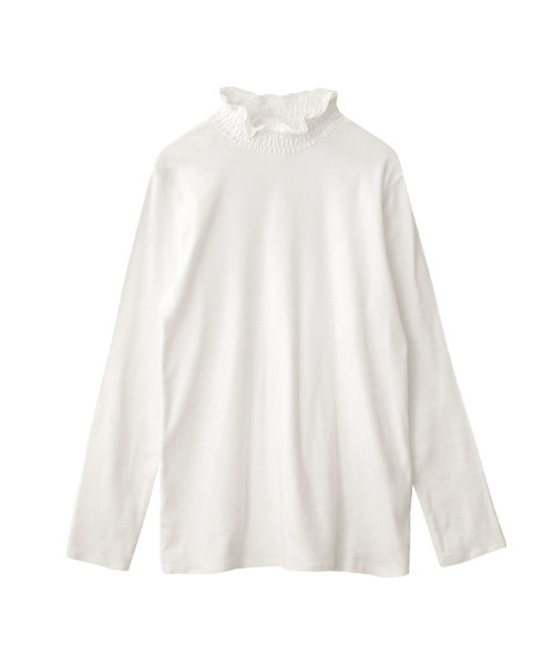 e-zakkamania stores（イーザッカマニアストアーズ）の「シャーリングネック コットンカットソー（Tシャツ/カットソー・レディース・ホワイト/チャコール・M）」の9枚目の写真