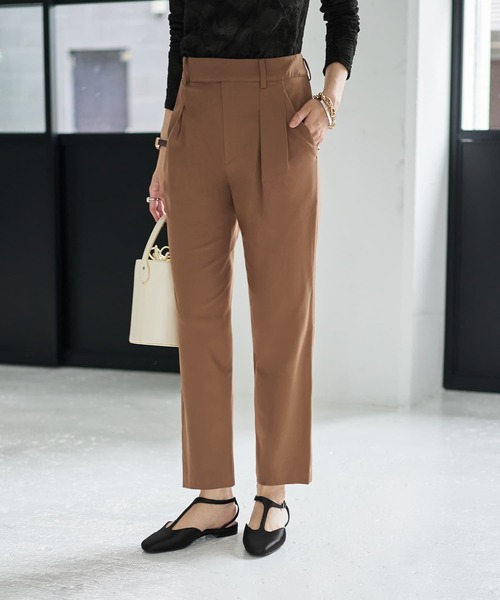 STYLE DELI(スタイルデリ)の「【Made in JAPAN】裏微起毛ストレッチタック留めパンツ(その他パンツ・レディース・キャメル/バーガンディー/ブラウン系・SMALL/MEDIUM)」の3枚目の写真