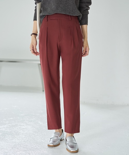 STYLE DELI(スタイルデリ)の「【Made in JAPAN】裏微起毛ストレッチタック留めパンツ(その他パンツ・レディース・キャメル/バーガンディー/ブラウン系・SMALL/MEDIUM)」の1枚目の写真