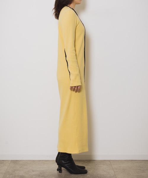 led.tokyo（レッドトウキョウ）の「【led.tokyo】スリットリブワンピース（ワンピース・レディース・ブラック/イエロー・FREE）」の11枚目の写真