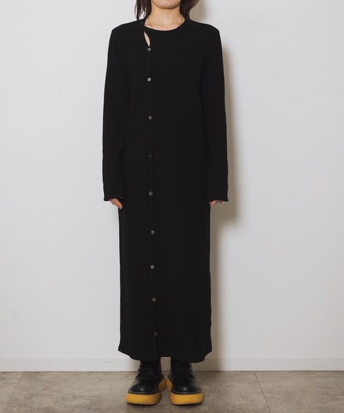 led.tokyo（レッドトウキョウ）の「【led.tokyo】スリットリブワンピース（ワンピース・レディース・ブラック/イエロー・FREE）」の3枚目の写真