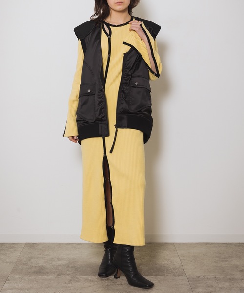 led.tokyo（レッドトウキョウ）の「【led.tokyo】スリットリブワンピース（ワンピース・レディース・ブラック/イエロー・FREE）」の8枚目の写真