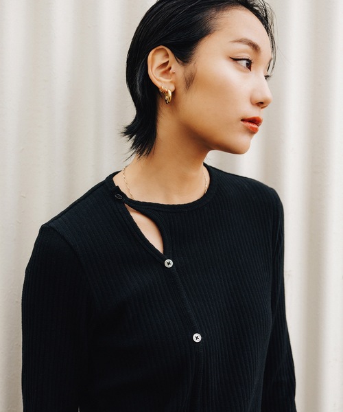 led.tokyo（レッドトウキョウ）の「【led.tokyo】スリットリブワンピース（ワンピース・レディース・ブラック/イエロー・FREE）」の6枚目の写真